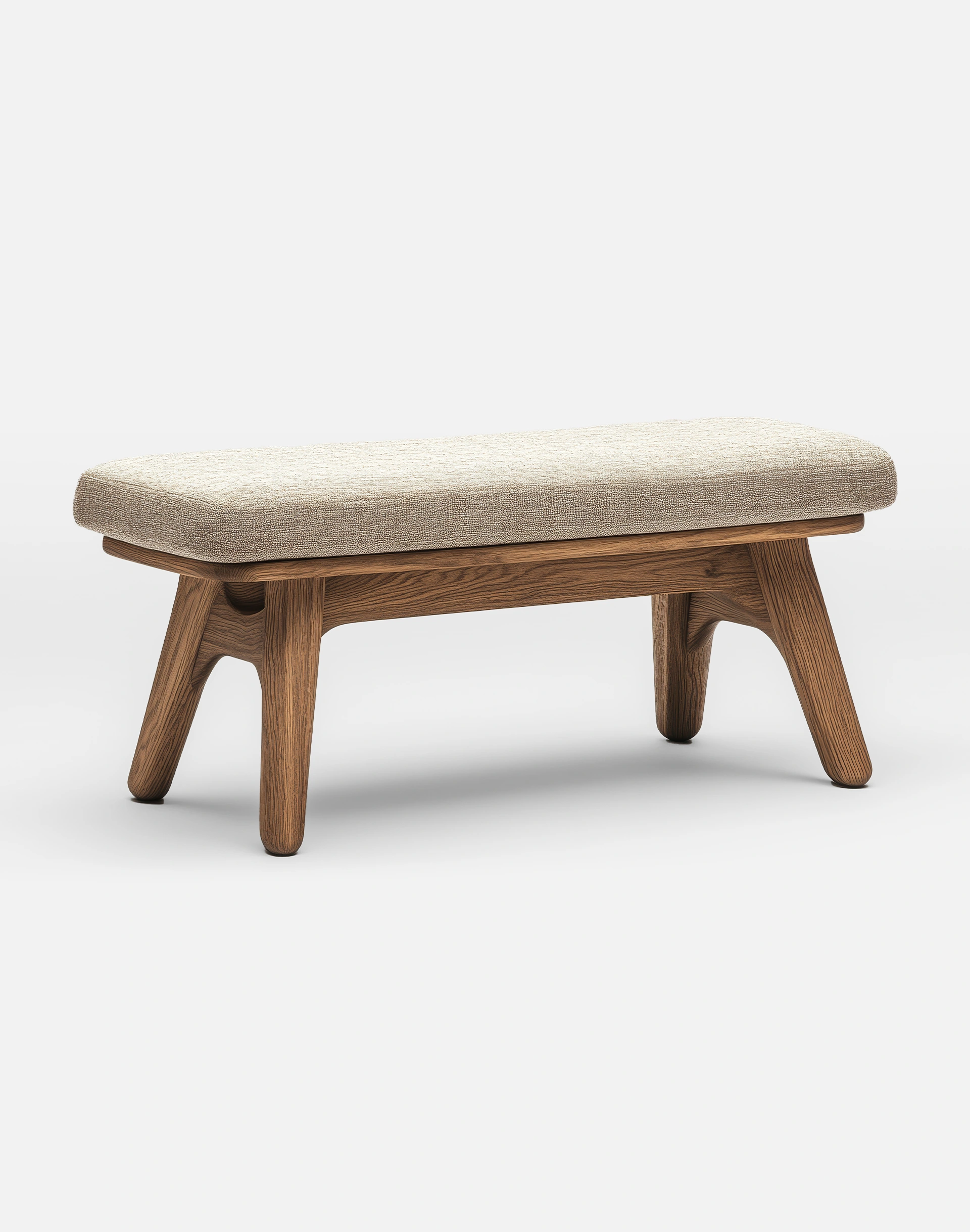 Stylish upholstered bench with wooden legs Stylish upholstered bench with wooden legs