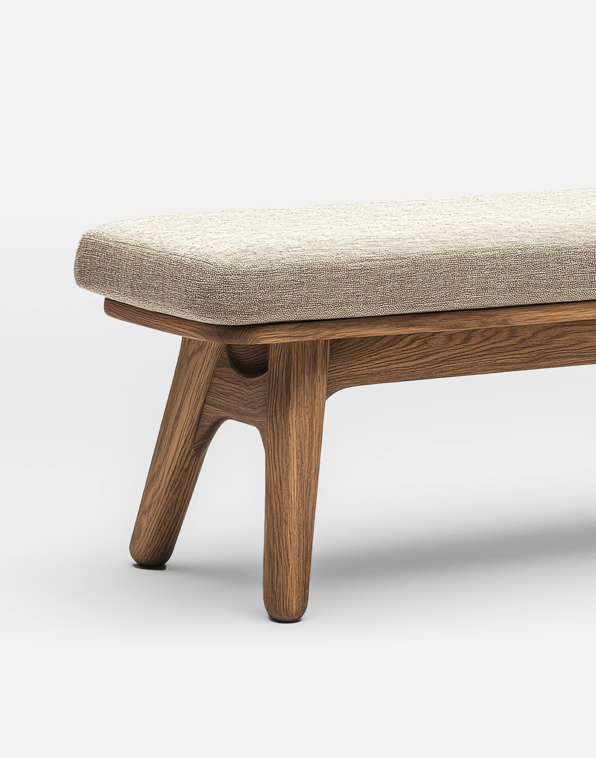 Stylish upholstered bench with wooden legs Stylish upholstered bench with wooden legs